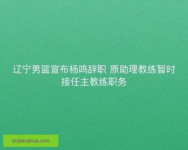 辽宁男篮宣布杨鸣辞职 原助理教练暂时接任主教练职务
